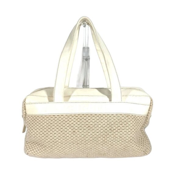 CHANEL CC CC Mark logo Tote Bag Shoulder Bag Hand Bag Leather/Canvas Beige/White - Picture 1 of 16